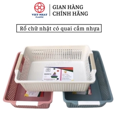 Rổ chữ nhật có quai cầm nhựa đựng đồ đa năng (3596/3597/3598) - Việt Nhật Plastic HN