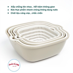 Bộ rổ nhựa vuông cao cấp kèm chậu cao cấp Hokori - Việt Nhật Plastic HN