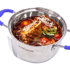 Bộ Nồi 3 Đáy Sunhouse Nắp Kính Đa Dạng Kích Thước - Chất Liệu Inox Cao Cấp An Toàn Cho Sức Khỏe