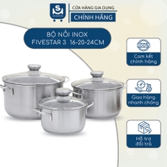 Bộ Nồi 3 Đáy Fivestar Chất Liệu Inox Bền Đẹp, Dễ Vệ Sinh Dùng Được Trên Bếp Gas, Bếp Hồng Ngoại Và Bếp Từ