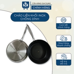 Chảo Liền Khối Inox Chống dính Thaitech Đáy Liền Thân 3 Lớp Dùng Cho Mọi Loại Bếp - Chất Liệu Inox 304 Cao Cấp