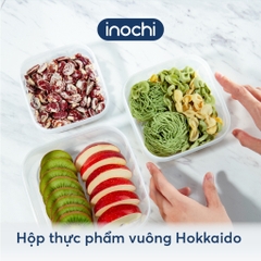 Bộ 3 Hộp Nhựa Đựng Thực Phẩm 500-1000-2000ml  Hokkaido Vuông - Nhựa Cao Cấp Trong Suốt Bền Kín Chịu Nhiệt Cao