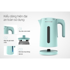 Ấm Siêu Tốc Inox 2 Lớp Sunhouse 1351 Dung Tích 1.8 Lít Bình Đun Siêu Tốc công Suất 1500w, Tự Động Ngắt