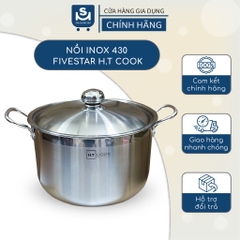 Nồi Luộc Gà Inox 430 Fivestar HT cook Size 32cm Nắp Inox 1 Đáy Dùng Được Mọi Loại Bếp
