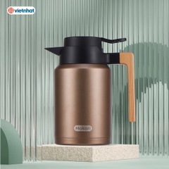 Bình giữ nhiệt quai gỗ 1,5L Hokori ,bình giữ nhiệt lõi thuỷ tinh Hokori Việt Nhật vỏ nhựa nguyên sinh cao cấp