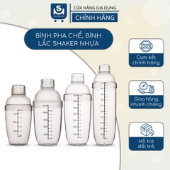 Bình Pha Chế, Bình Lắc Shaker Nhựa Chia Vạch Trong Suốt Việt Nhật Nhựa PC, Có Độ Bền Cao