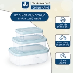Bộ 3 Hộp Đựng Thực Phẩm Chữ Nhật Đựng Rau Củ Quả Tiện Lợi Việt Nhật 750ml-1500ml-2500ml