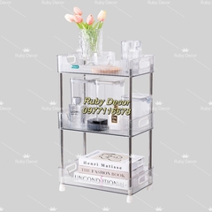 Kệ Chữ Nhật Trong Hokori Khung Inox 3 Tầng Nhựa Việt Nhật Cao Cấp Đựng Đồ Đa Năng - Sử Dụng Cho Văn Phòng, Vệ Sinh, Khác