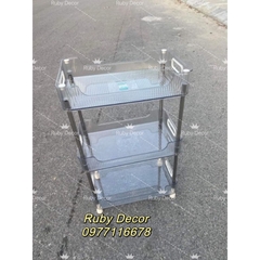 Kệ Chữ Nhật Trong Hokori Khung Inox 3 Tầng Nhựa Việt Nhật Cao Cấp Đựng Đồ Đa Năng - Sử Dụng Cho Văn Phòng, Vệ Sinh, Khác