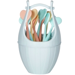 Bộ 10 dĩa xiên hoa quả kèm lọ đựng nhựa Việt Nhật 3399 - Bộ dĩa xiên cho bé - Gia Dụng SM