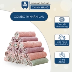 Combo 10 Khăn Lau Bếp - Khăn Lau Tay 2 Mặt Siêu Thấm