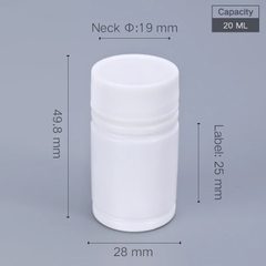 CHAI NHỰA HDPE ĐỰNG THUỐC VIÊN/THUỐC BỘT DƯỢC PHẨM; DUNG TÍCH 20ML - 200ML