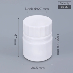 CHAI NHỰA HDPE ĐỰNG THUỐC VIÊN/THUỐC BỘT DƯỢC PHẨM; DUNG TÍCH 20ML - 200ML