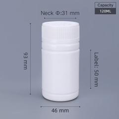 CHAI NHỰA HDPE ĐỰNG THUỐC VIÊN/THUỐC BỘT DƯỢC PHẨM; DUNG TÍCH 20ML - 200ML