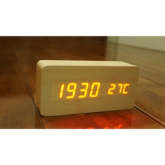 [GJ] Đồng hồ gỗ led để bàn