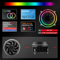 Tản nhiệt CPU RGB hỗ trợ Aura Sync, Mystic Light Aigo Shadow (socket 1151 - 1155 - 1156)