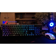 Bàn phím cơ MK K001s, Switch GATERON quang học, RGB, LED nháy theo nhạc, Driver tiếng anh, chống nước
