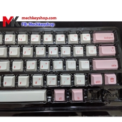 Bộ nút Keycap GK64 GK64s chất liệu PBT in Dye Sub (Trắng phối vàng chữ nhỏ)