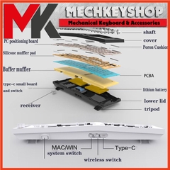Kit bàn phím cơ Feker Alice 80 | 3 Modes | Keymap VIA | Mạch Xuôi Gasket RGB Hotswap Núm Xoay Pin 8k