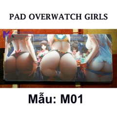 Tấm lót chuột cỡ 90*40 cm dày 4mm, hình Overwatch Girls