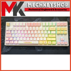 Bàn phím cơ Bluetooth Keycool 87 Macaron Hotswap Keycap Cherry Profile Dye sub chất lượng cao
