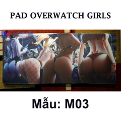 Tấm lót chuột cỡ 90*40 cm dày 4mm, hình Overwatch Girls