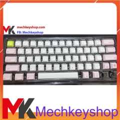 Bộ nút Keycap GK64 GK64s chất liệu PBT in Dye Sub (Trắng phối vàng chữ nhỏ)
