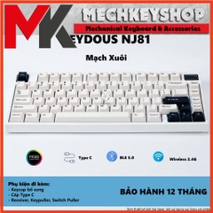 Bàn phím cơ không dây Keydous NJ81 | MẠCH XUÔI | HOTSWAP Led RGB | Type C | Bluetooth 5.0 | Wireless 2.4G