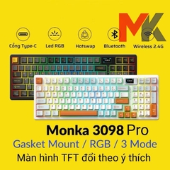 Bàn Phím Cơ Monka 3098 Pro - Màn Hình LED, 3 Chế Độ Kết Nối, Gasket Mount | MKShop