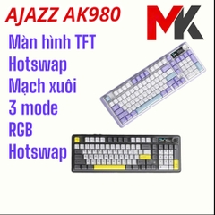Ajazz AK980  Bàn phím cơ không dây 3 chế độ, màn hình tùy chỉnh, núm vặn, hotswap RGB