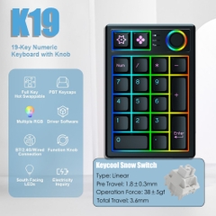 Bàn Phím Cơ Numpad Keycool K19 - 3 Chế Độ Kết Nối, RGB, Hotswap | MKShop