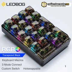 Leobog K21 Bluetooth NumPad | 3 chế độ kết nối | phím cơ Numpad 21 phím trong suốt | MKShop