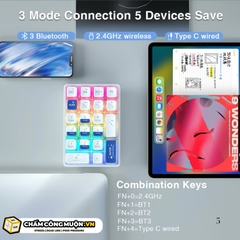 Leobog K21 Bluetooth NumPad | 3 chế độ kết nối | phím cơ Numpad 21 phím trong suốt | MKShop