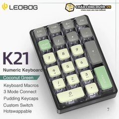 Leobog K21 Bluetooth NumPad | 3 chế độ kết nối | phím cơ Numpad 21 phím trong suốt | MKShop