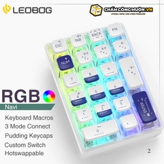 Leobog K21 Bluetooth NumPad | 3 chế độ kết nối | phím cơ Numpad 21 phím trong suốt | MKShop