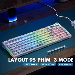 Bàn Phím Cơ Aula F98 Pro - Màn Hình LED Tùy Chỉnh, LED RGB, Vỏ Trong Suốt, 3 Chế Độ Kết Nối | MKShop