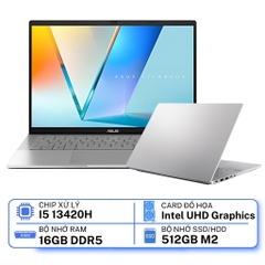 Laptop ASUS Vivobook S14 S3407VA-LY046W (Intel Core i5-13420H | 16GB | 512GB | Intel UHD | 14 inch WUXGA IPS 60Hz | Win 11 | Bạc)