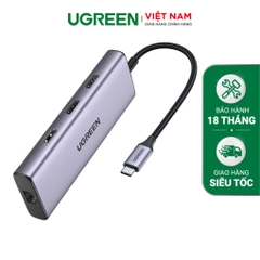 Bộ chuyển đổi 9 in 1 USB Type C ra 2 cổng HDMI/USB/LAN Gigabit/PD 60W/SD/ TF (CM490) Ugreen 90119
