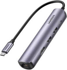 Bộ chuyển đổi USB Type C ra HDMI 4k@60Hz/ USB 3.0/ Lan Gigabit/ PD 100W (CM418) Ugreen 10919