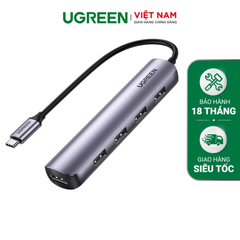 Bộ chuyển đổi USB Type C ra HDMI 4K@30Hz kèm Hub 4 cổng USB 3.0 (CM417) Ugreen 20197