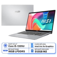 Laptop MSI Modern 15 F13MG 082VN ( i5 1335U | 16GB RAM | 512GB SSD | Intel Iris Xe | 15.6″ IPS FHD | WIN 11 | Bạc)
