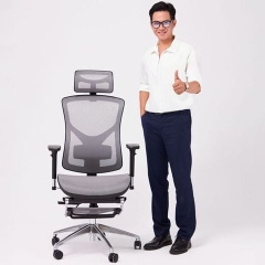 Ghế Công thái học Xiaomi Manson Vera (Có kê chân, Lưới Wintex, Đen/Xám)