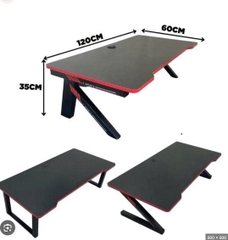 Bàn Gaming ngồi bệt (Chân xếp đen, mặt đen)
