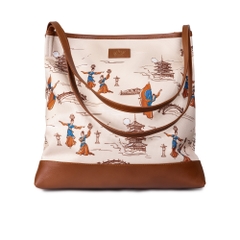 Túi tote Đèn Lồng Duyền Dáng - Quai da - Màu be