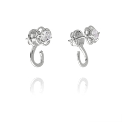 Khuyên tai móc charm - màu bạc (Ruyi Charm Hoop)