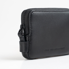 Ví da thắt lưng nam - Ghi đen