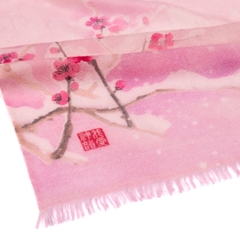 Khăn lụa dài Hoa Mai - Màu hồng (100% cashmere)