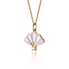 Dây chuyền Quạt Hoa - Mạ vàng với xà cừ hồng