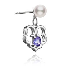 Khuyên tai Phước lành Vĩnh cửu - Vàng trắng 18kt với Đá Tanzanite