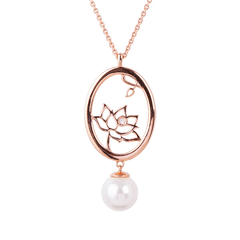 Dây chuyền Oval Tiên Nữ Hoa Sen - Vàng hồng
